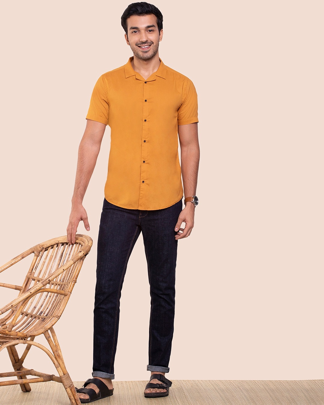 Bewakoof Men Solid Resort Collar Relaxed Fit Shirt