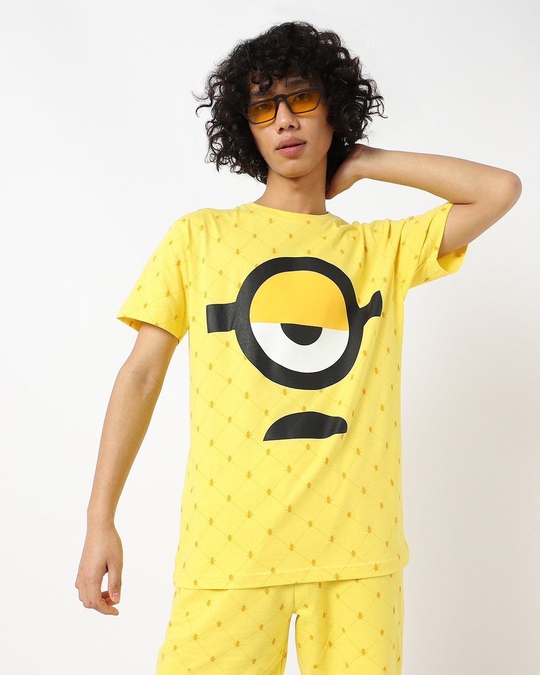 Bewakoof Men's Minion Eye AOP Half Sleeve T-shirt