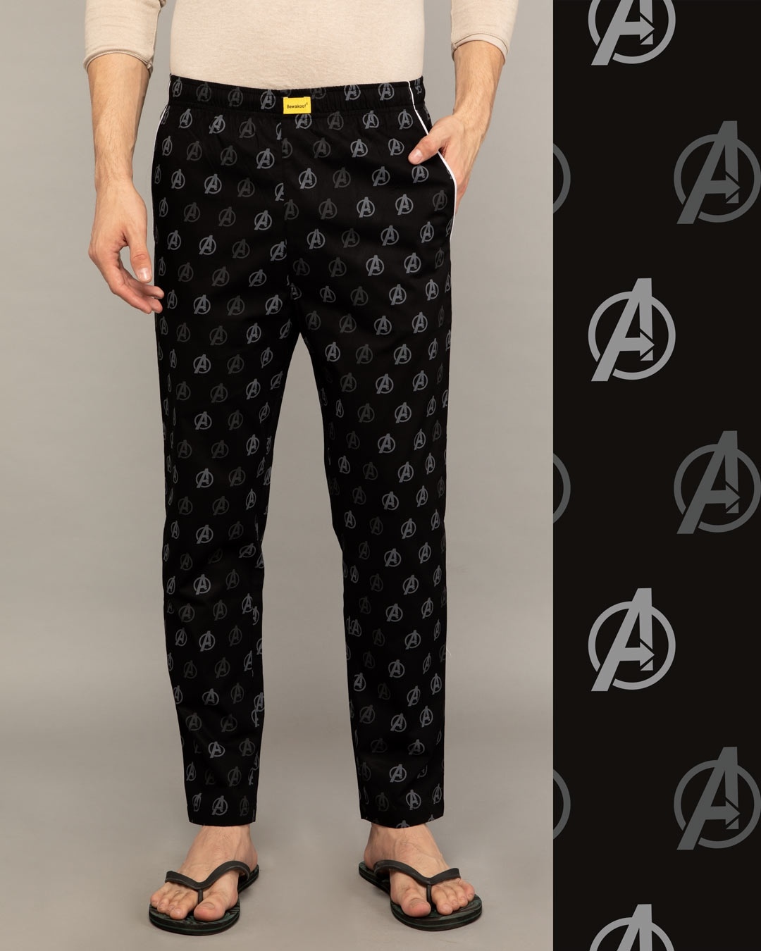 Bewakoof Avengers Logo Only All Over Printed Pyjama