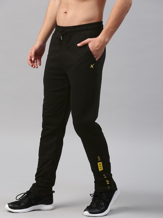 HRX Men Black Athleisure Cotton Track Pants