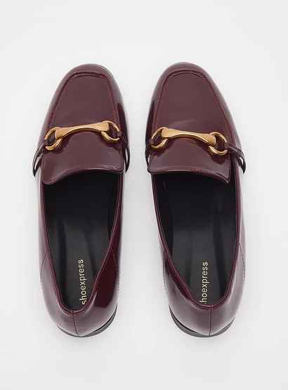 Shoexpress Solid Slip-On Loafers with Metal Accent