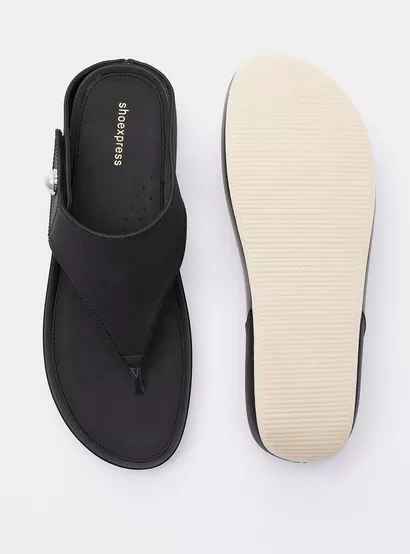 Shoexpress Solid Slip-On Thong Sandals with Pearl Accent