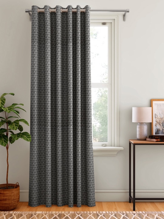 Aura Geometric Patterned Single Door Curtain