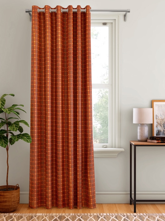 Aura Geometric Print Single Door Curtain