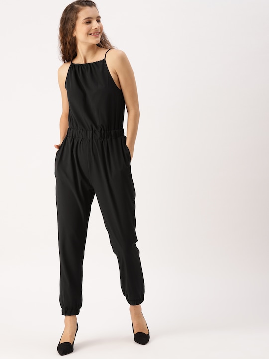 DressBerry Black Solid Basic Jumpsuit