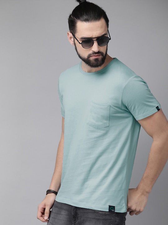 Roadster Men Solid Round Neck Organic Cotton T-shirt