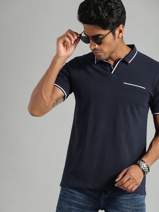 Roadster The Lifestyle Co Men Solid Polo Collar Pure Cotton T-shirt