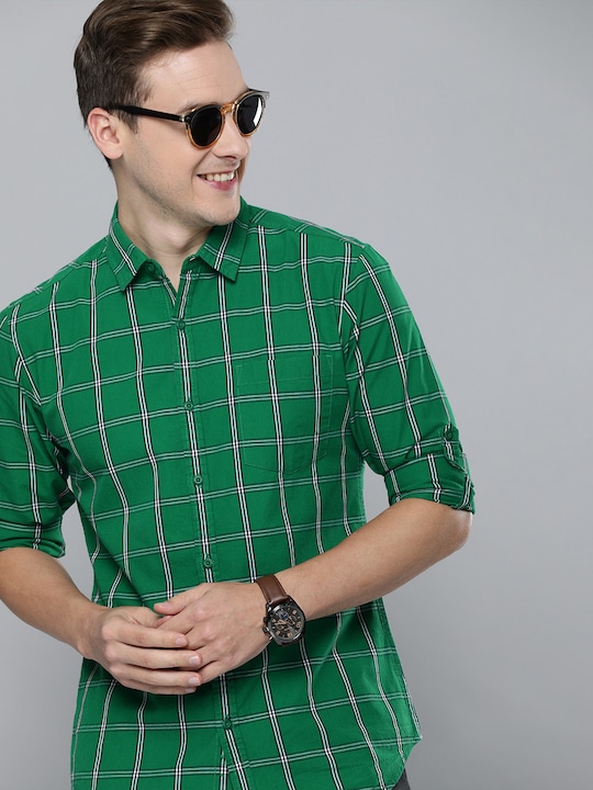 HERE&NOW Men Pure Cotton Checked Casual Shirt