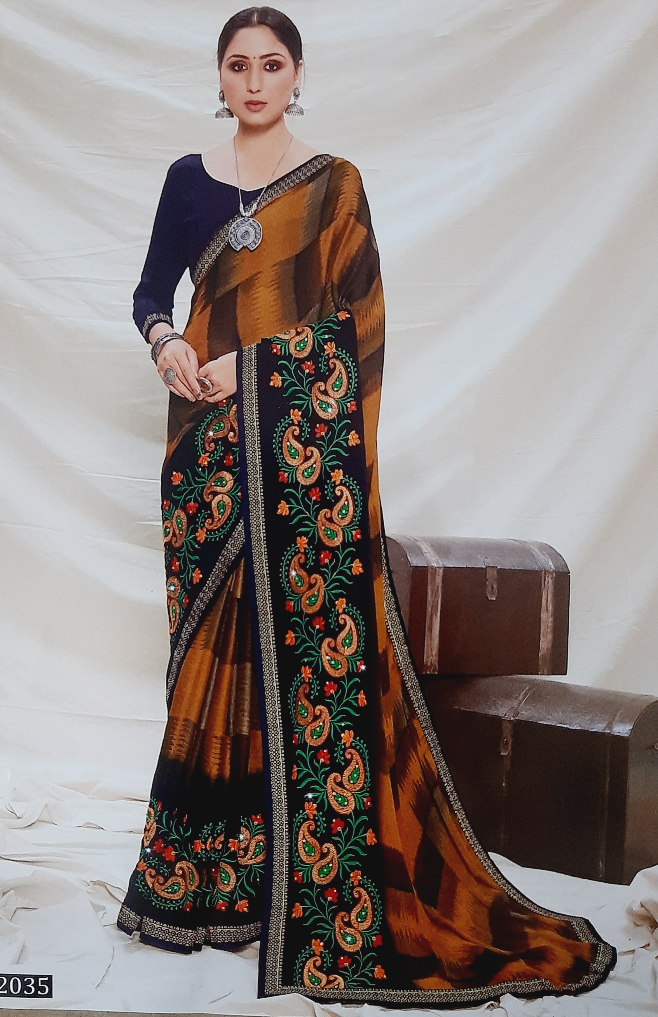 Kundan Coco Silk Saree with Blouse