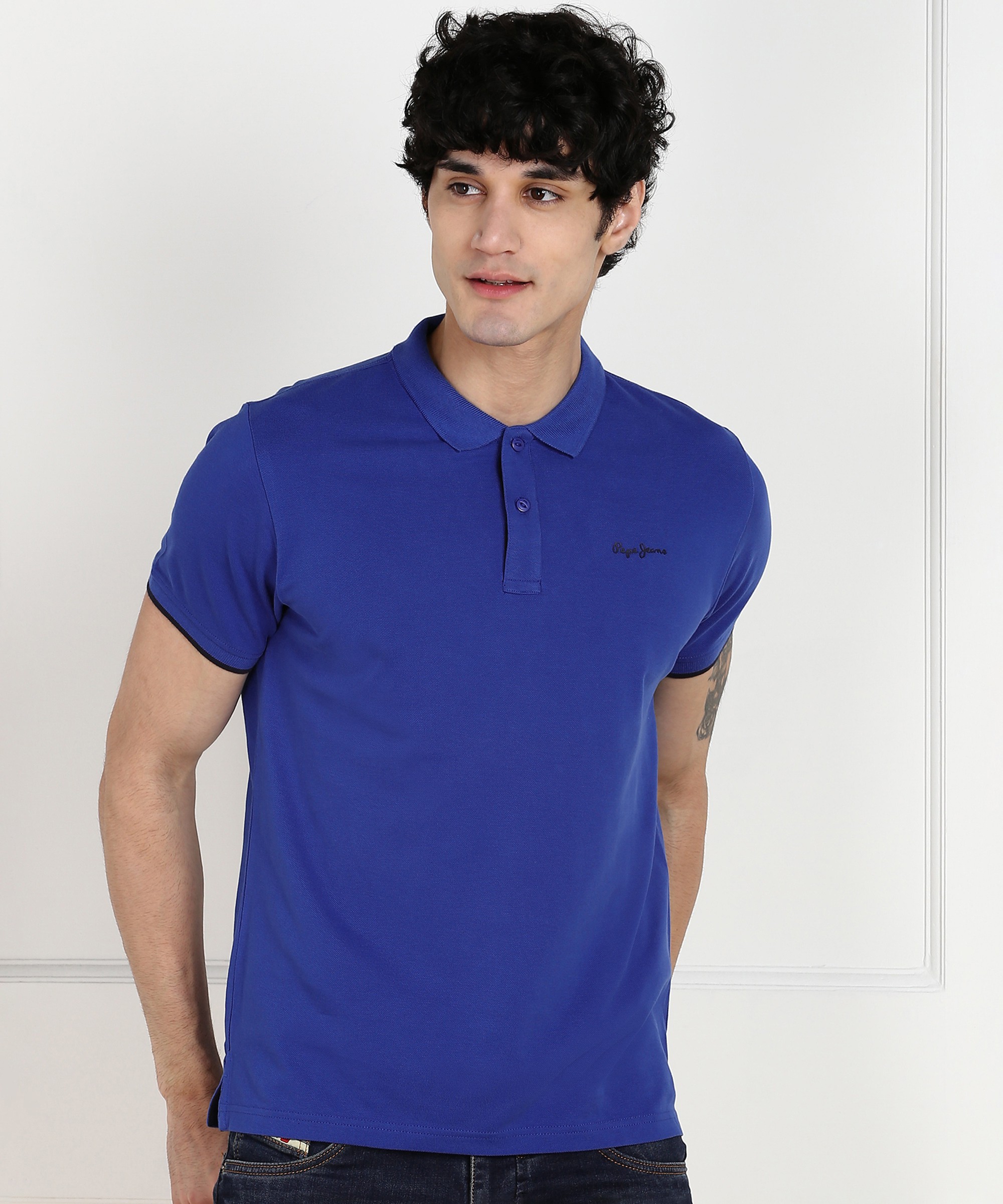 Pepe Jeans Solid Men Polo Neck T-Shirt	