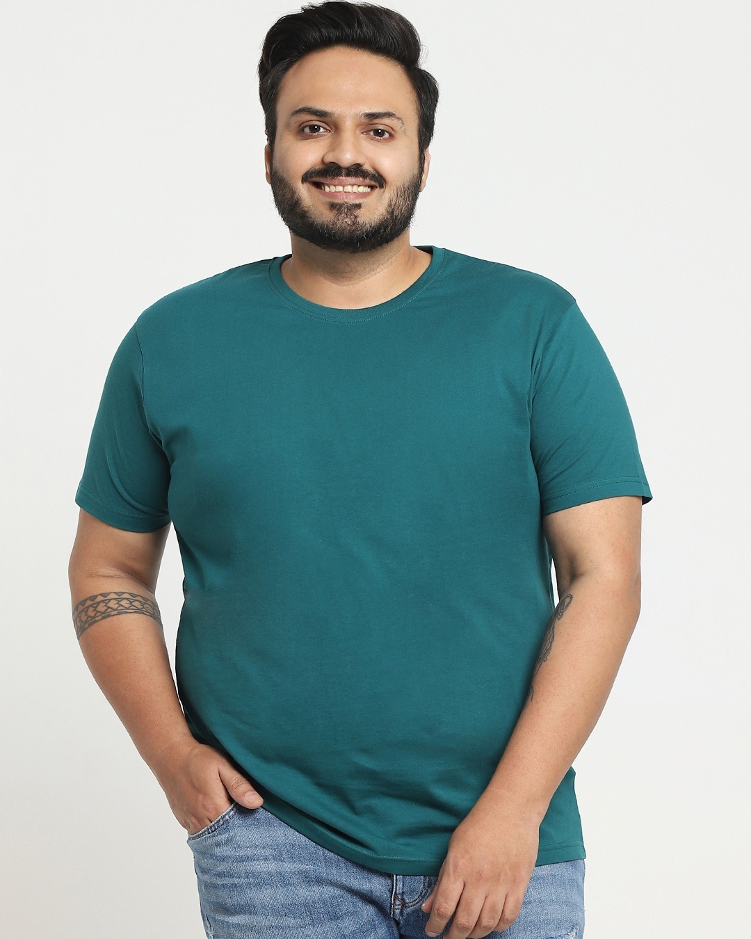 Bewakoof Men Snazzy Green Plus Size Half Sleeve T-shirt