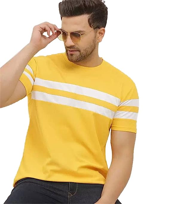 LookMark Men's Stylish Cotton Blend Printed Striped Polo Tshirt