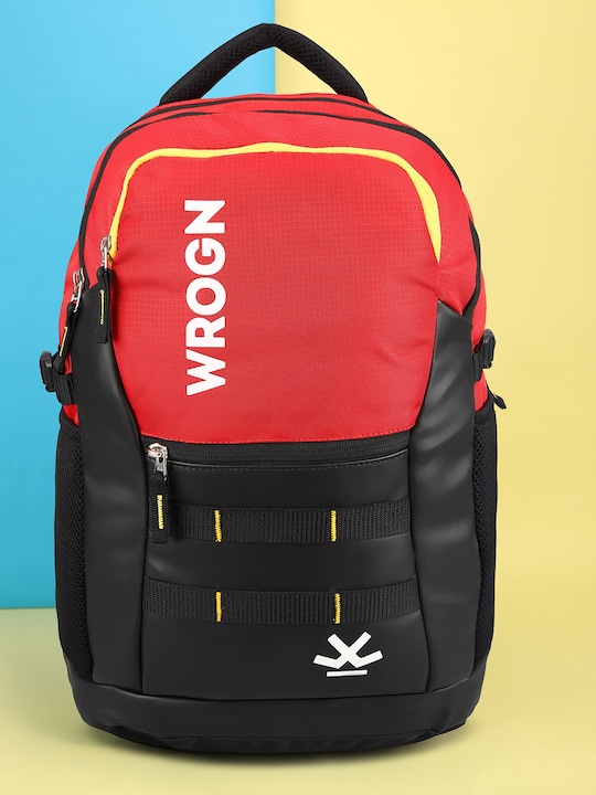 WROGN Unisex Brand Logo Water Resistant Backpack With Reflective Strip