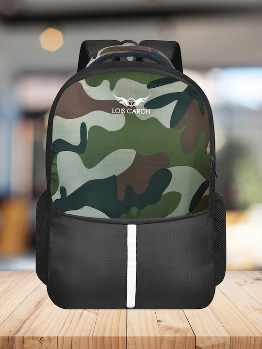 LOIS CARON Camouflage Printed Padded Ergonomic Backpack