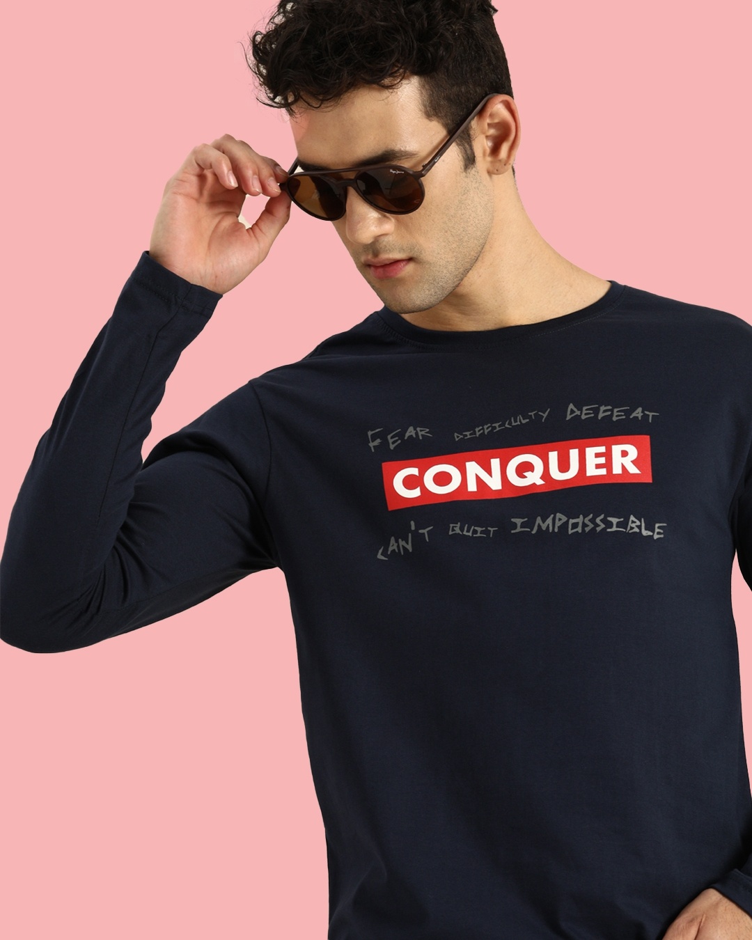 Bewakoof Conquer Strip Full Sleeve T-Shirt