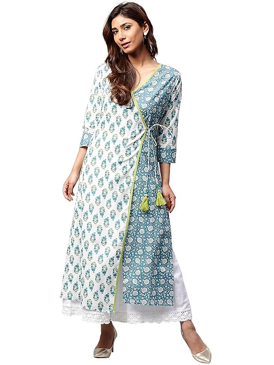 Jaipur Kurti Women's Cotton Angrakha Kurta	