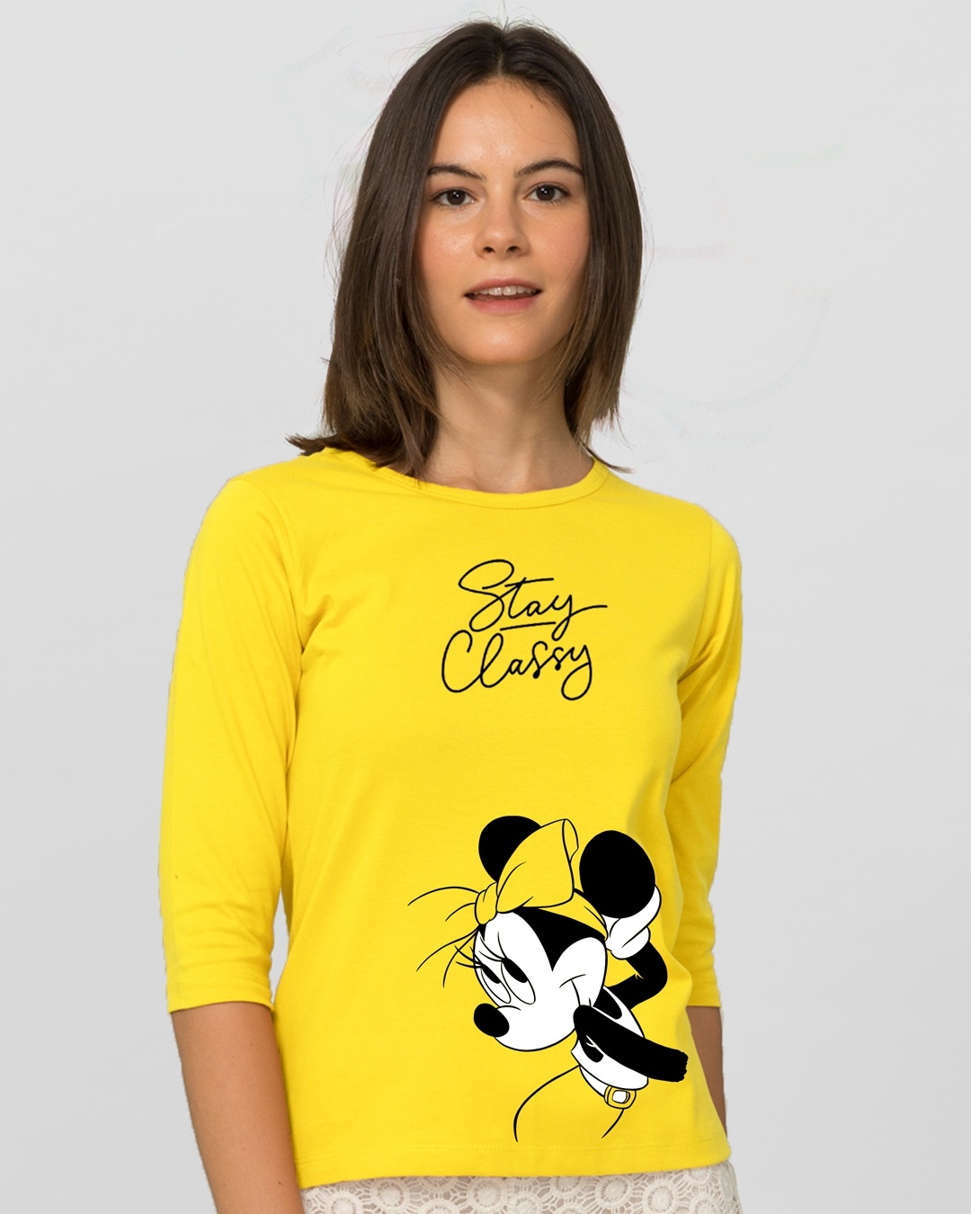 Bewakoof Stay Classy Minnie Round Neck 3/4 Sleeve T-Shirt