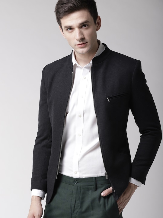 TRENDING INVICTUS Black Slim Fit Casual Blazer