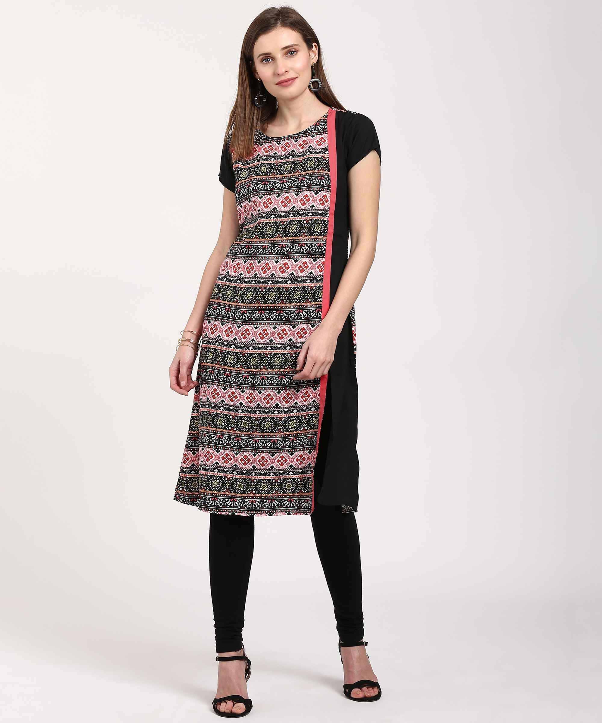 Imara Women Printed Poly Crepe Straight Kurta