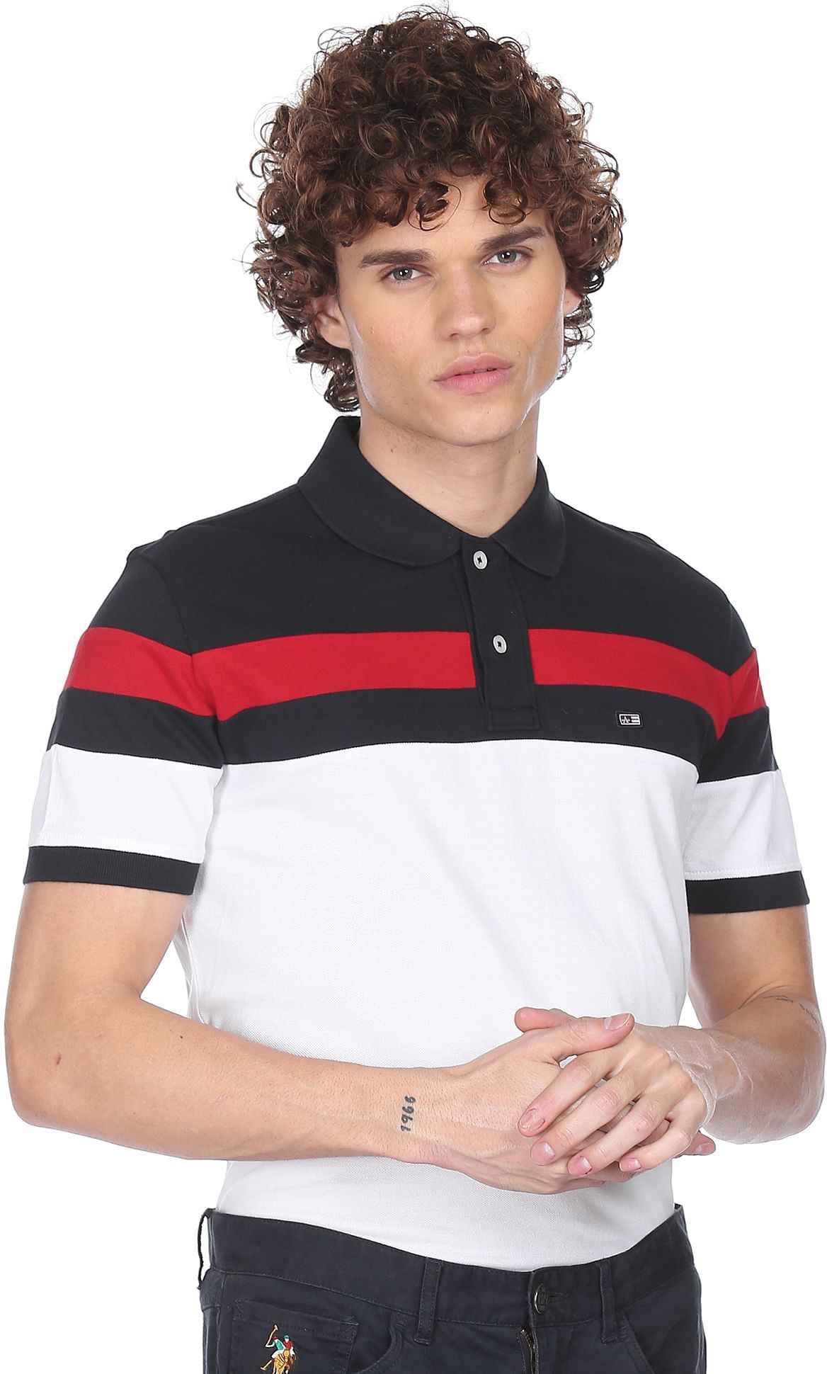 Arrow Sport Men Colorblock Polo Neck T-Shirt