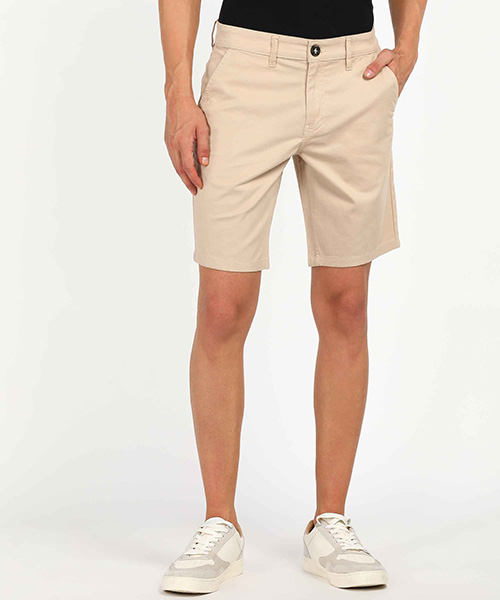 WROGN Solid Men Beige Chino Shorts