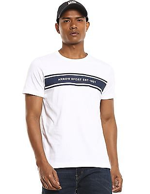 ARROW SPORTS Men Crew Neck Brand Stripe T-Shirt