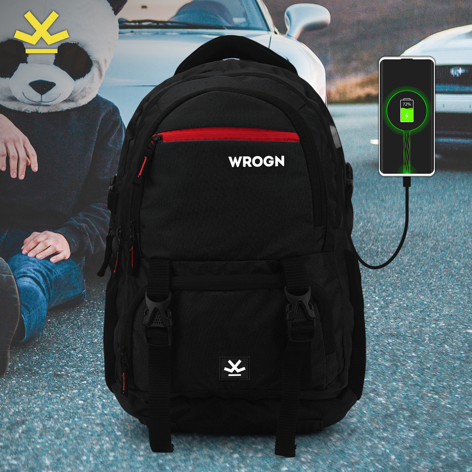 WROGN ASHPER Unisex Large 40L Laptop Backpack with USB Port and Rain Cover 