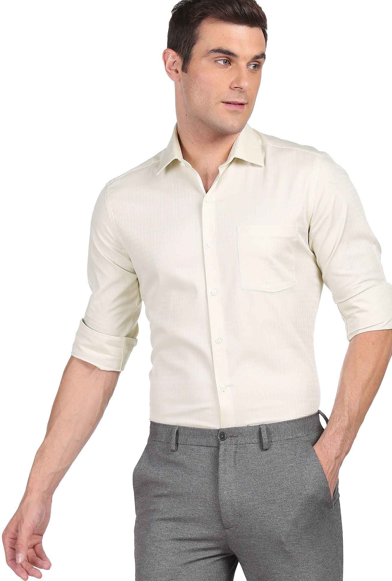 ARROW Men Slim Fit Self Design Cut Away Collar Formal Shirt