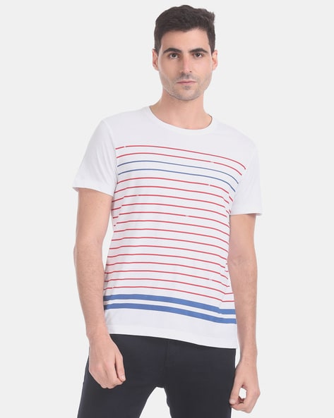 ARROW SPORTS Striped Crew Neck T-Shirt