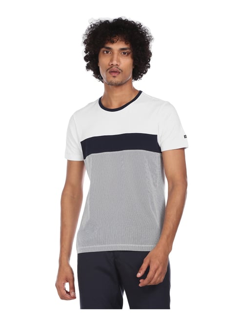 Arrow Sport Cotton Regular Fit Striped T-Shirt