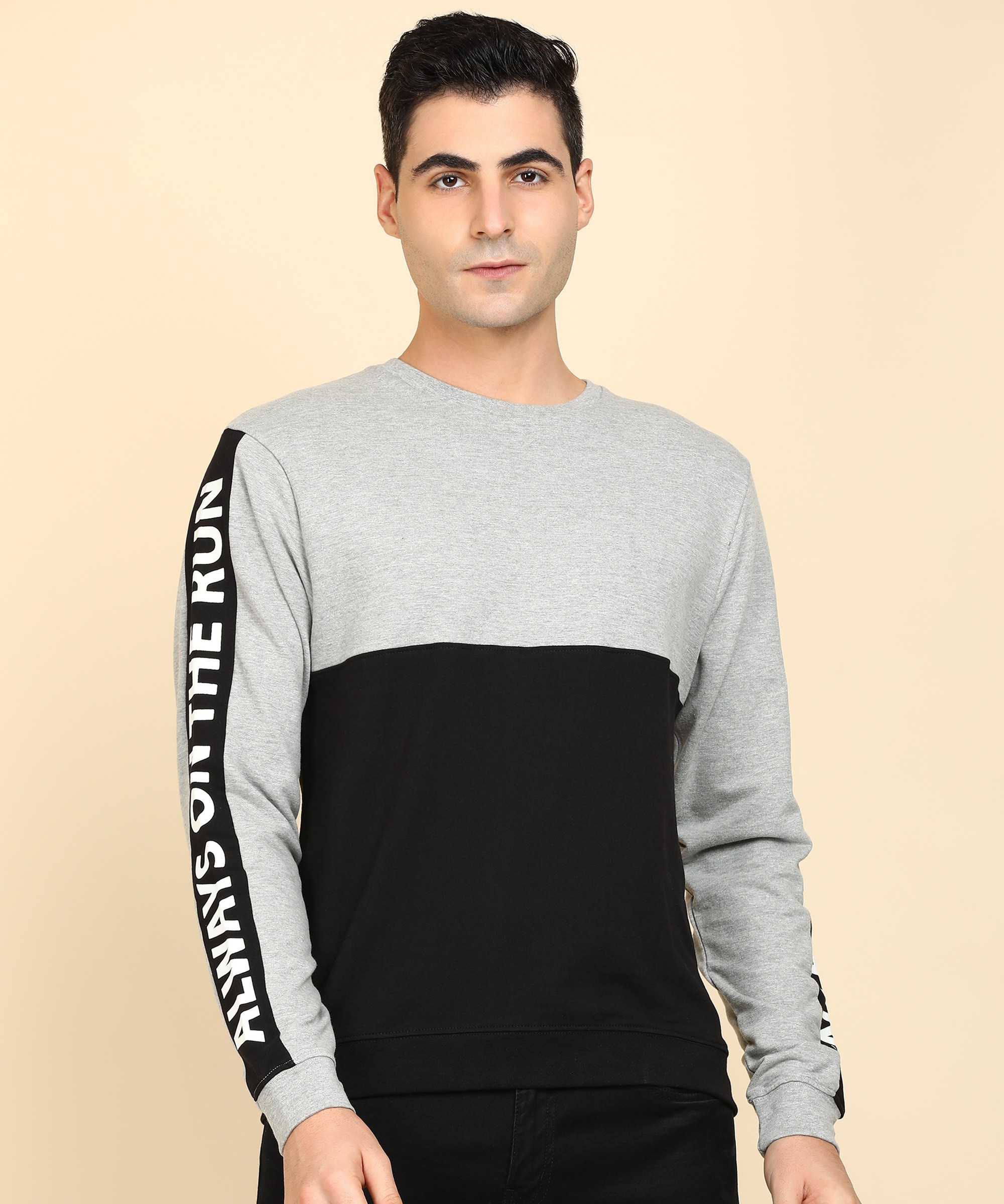 FLYING MACHINE  Men Full Sleeve Color Block Sweatshirt