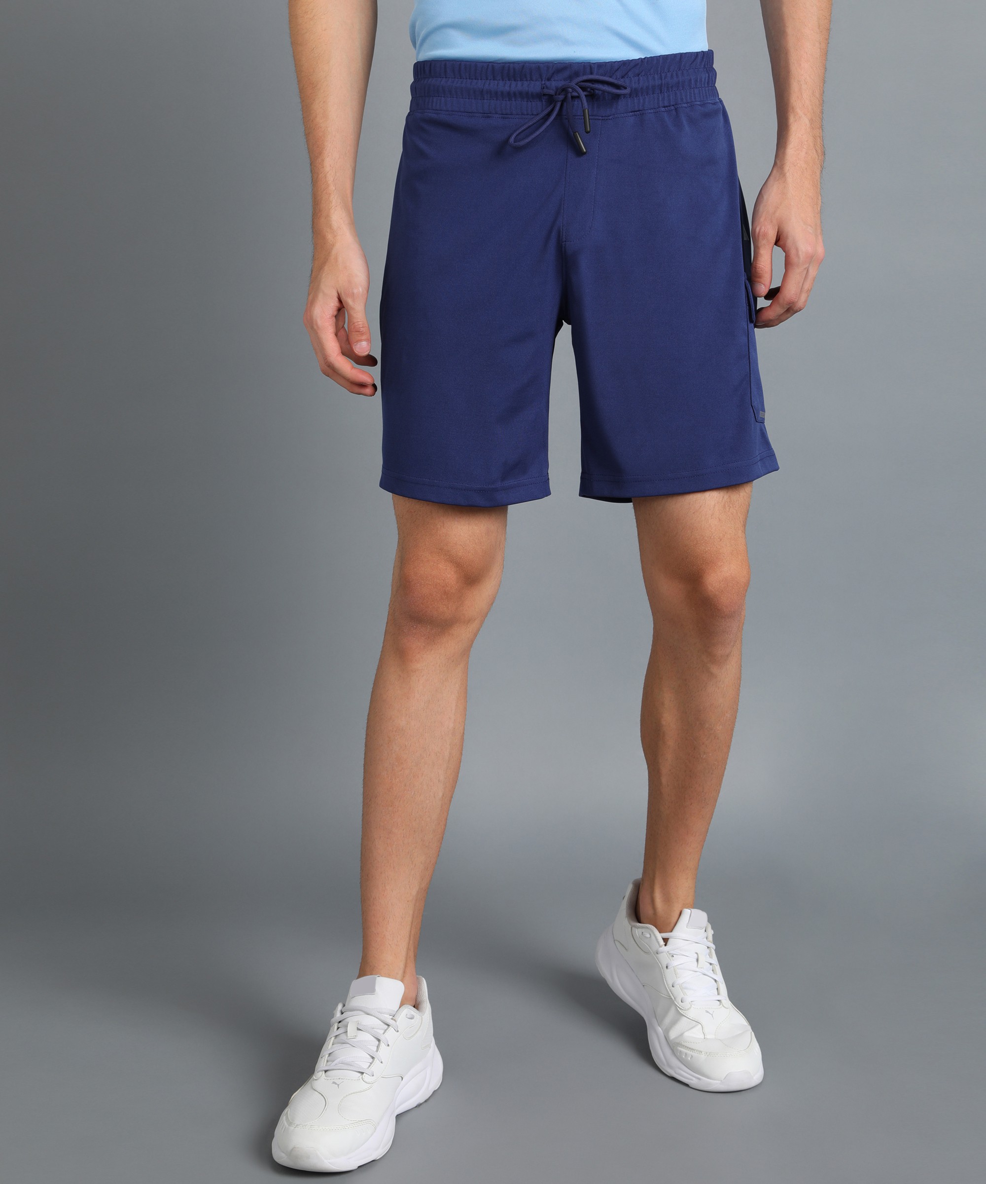 Adrenex  Solid Men Blue Sports Shorts