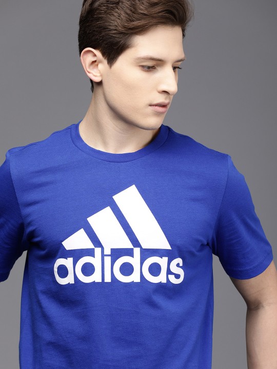 ADIDAS Men Brand Logo Printed Pure Cotton T-shirt