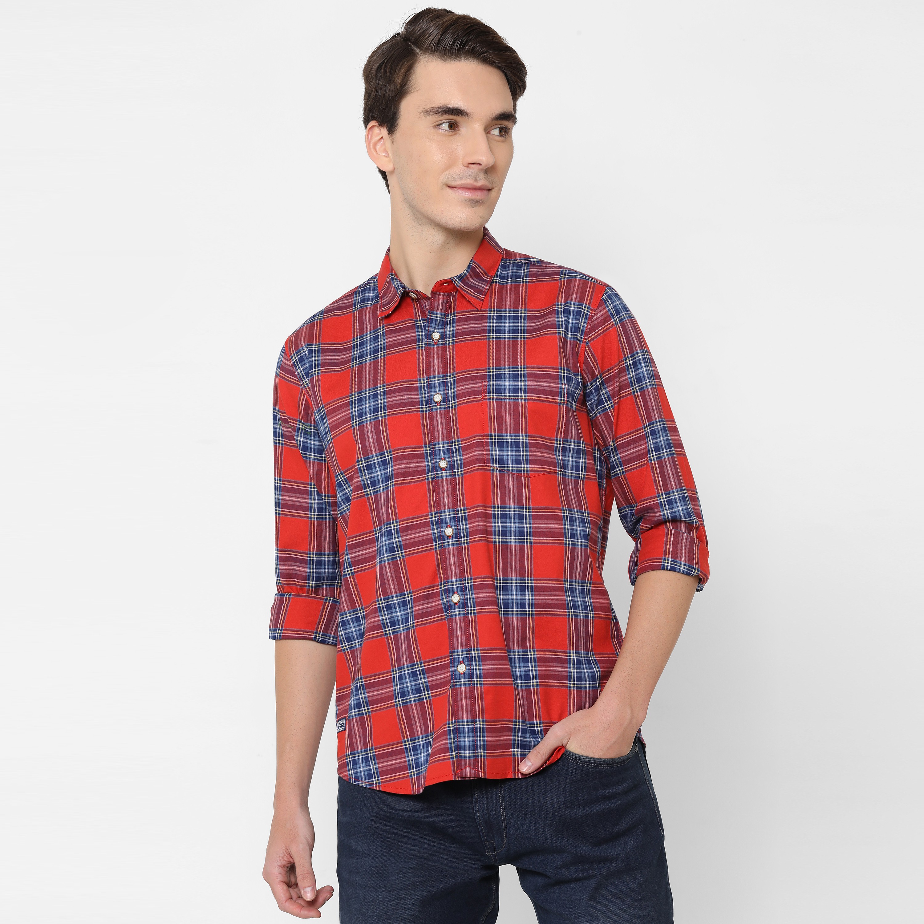 Pepe Jeans Men Regular Fit Checkered Button Down Collar Casual Shirt