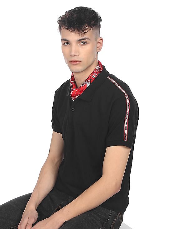 FLYING MACHINE Cotton Solid Polo Shirt