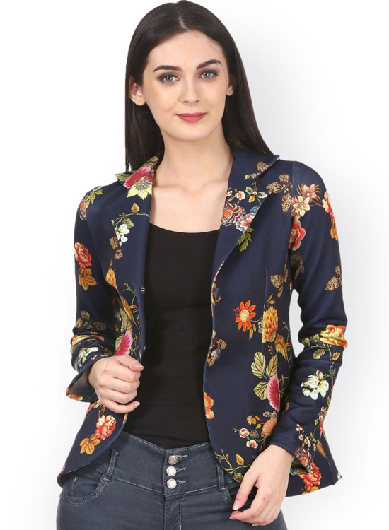 Saadgi Women  Scuba Floral Printed Blazers