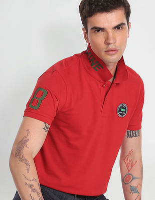 Flying Machine Appliqued Pique Polo Shirt