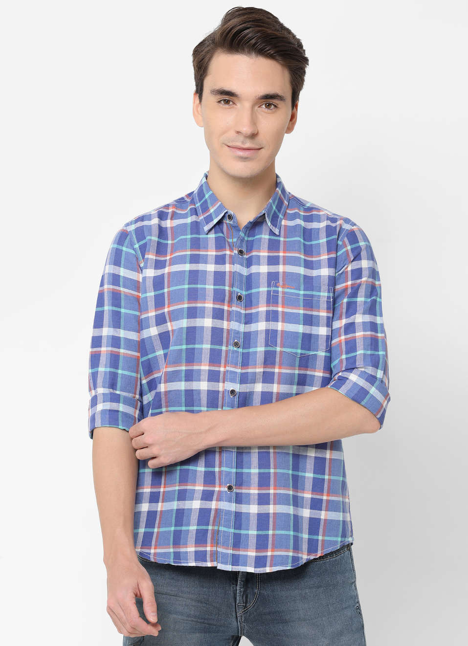 Pepe Jeans Champ Cotton Linen Checkred Casual Shirt