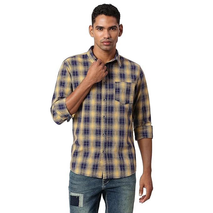 Pepe Jeans Faber Yarn Dyed Twill Slub Checkred Casual Shirt