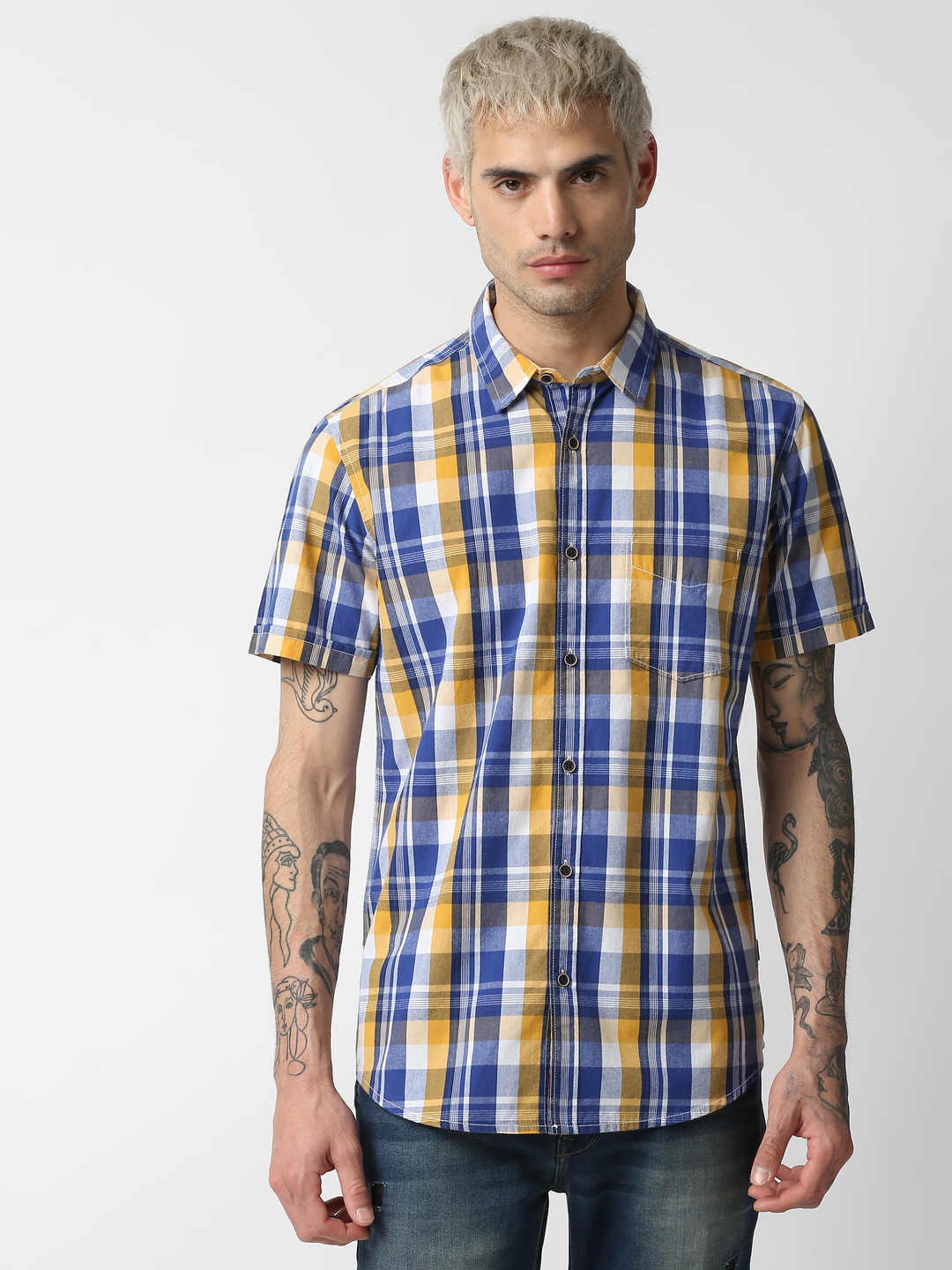 Pepe Jeans Men Regular Fit Checkered Button Down Collar Casual Shirt