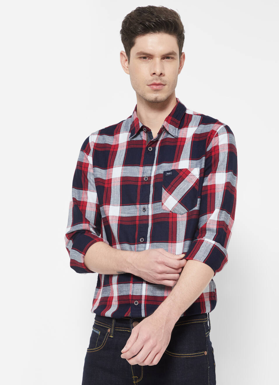 Pepe Jeans Chin Indigo Checkred Casual Shirt