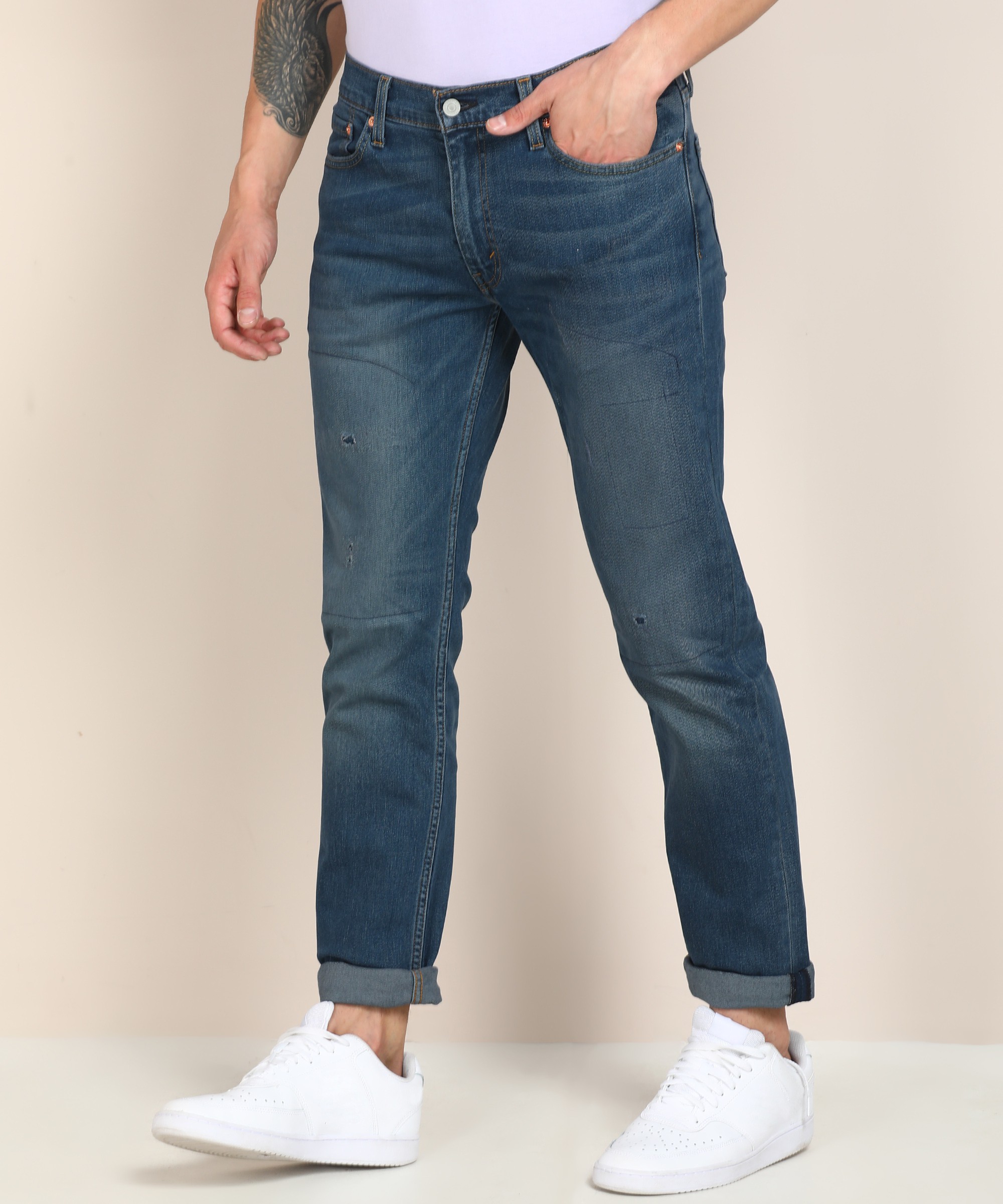 LEVI'S Men Slim Mid Rise Blue Jeans