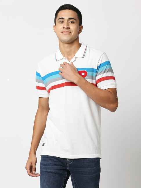 Pepe Jeans Men Printed Stylised Neck Cotton Blend T-Shirt