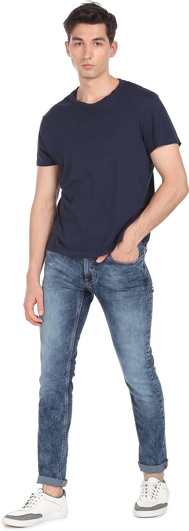 Flying Machine Men Slim Low Rise Blue Jeans