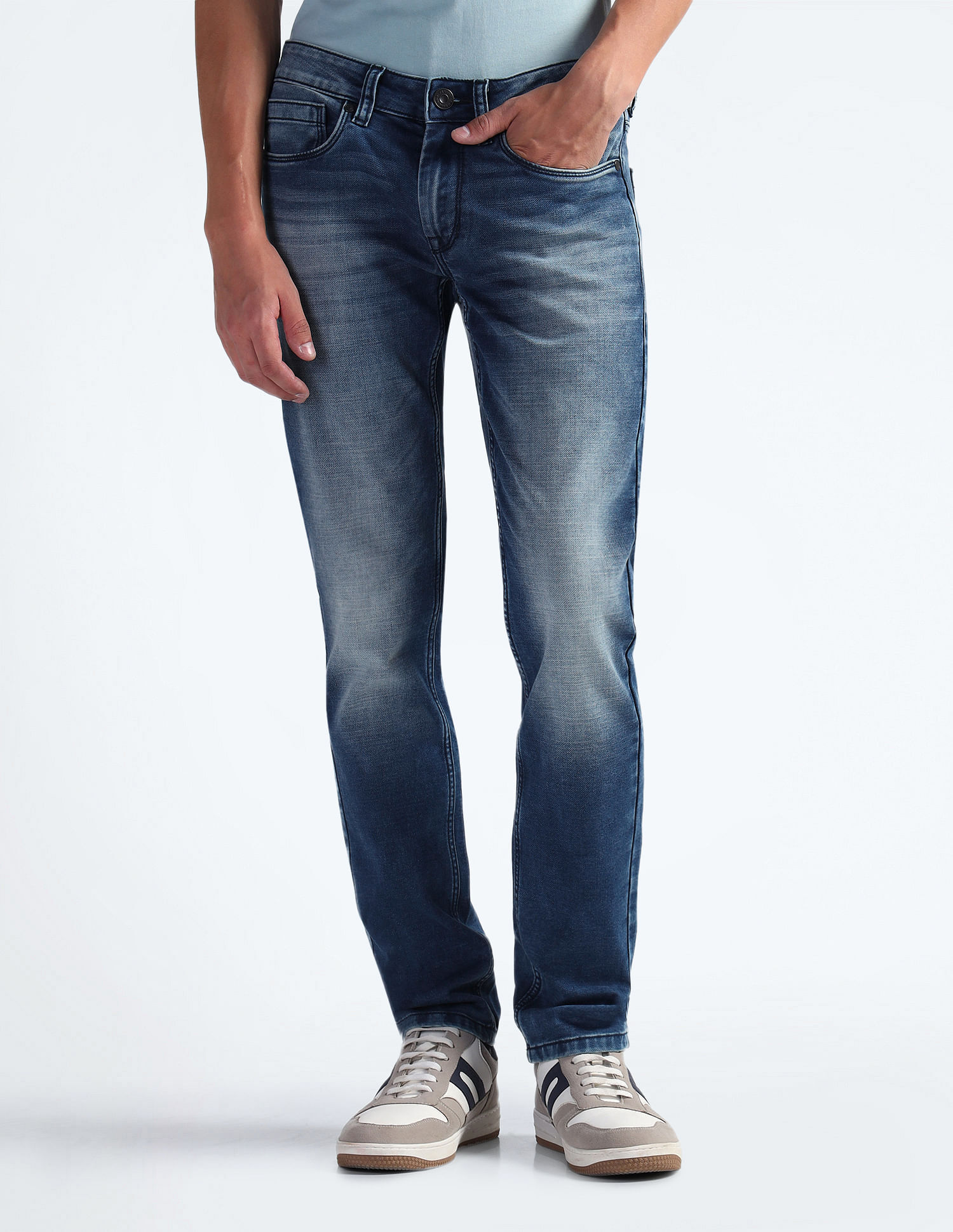 Flying Machine Men Skinny Low Rise Blue Jeans