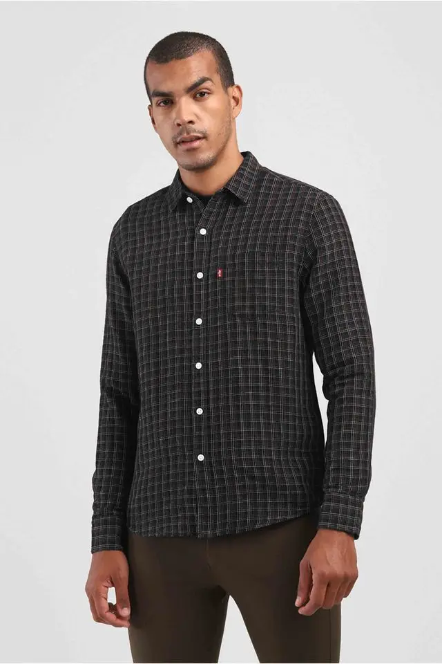 Levis Checks Cotton Linen Blend Regular Fit Mens Casual Shirt