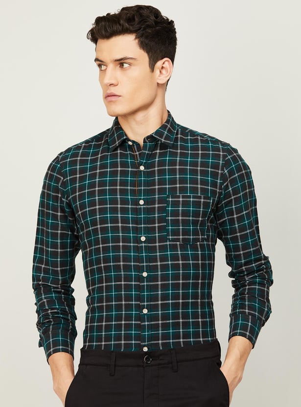 Pepe Jeans Men Checked Slim Fit Casual Shirt