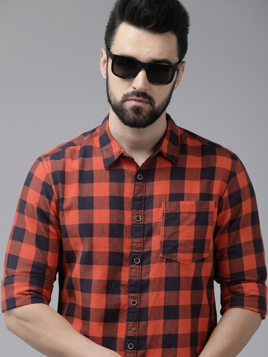 Beat London By Pepe Jeans Slim Fit Buffalo Checks Opaque Pure Cotton Shirt