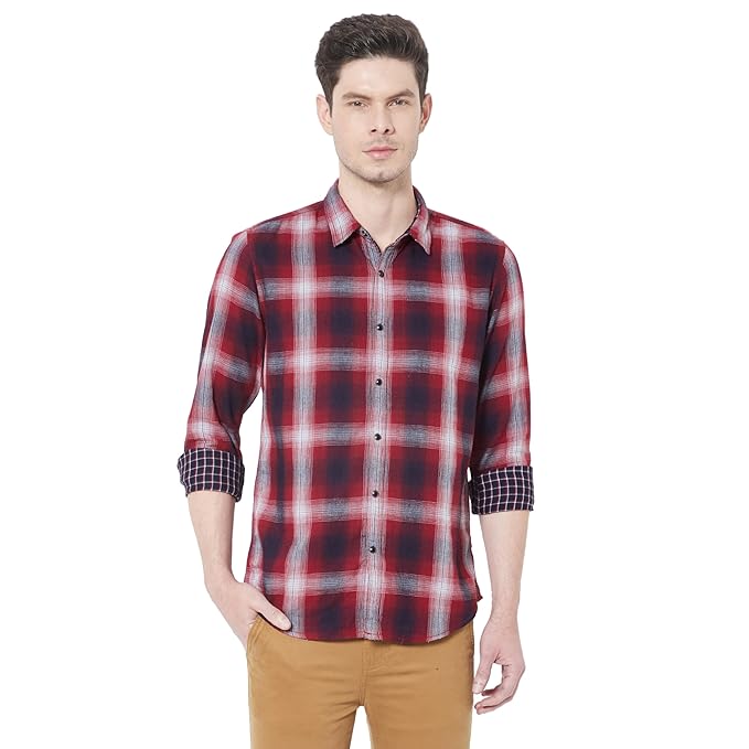 Pepe Jeans Men's Checkred Regular Slim Fit Casual Shirt