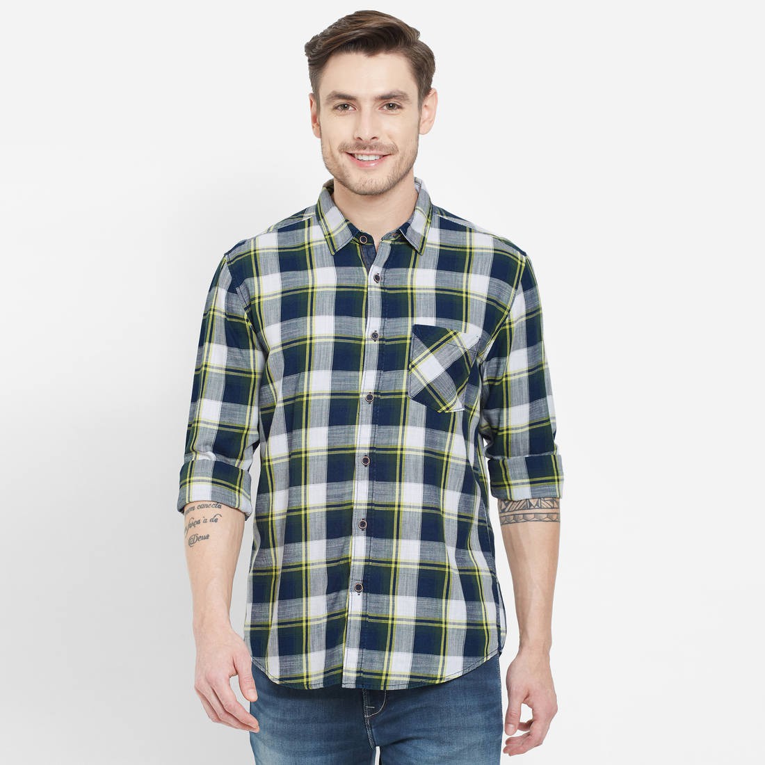 Pepe Jeans Men Regular Fit Checkered Button Down Collar Casual Shirt